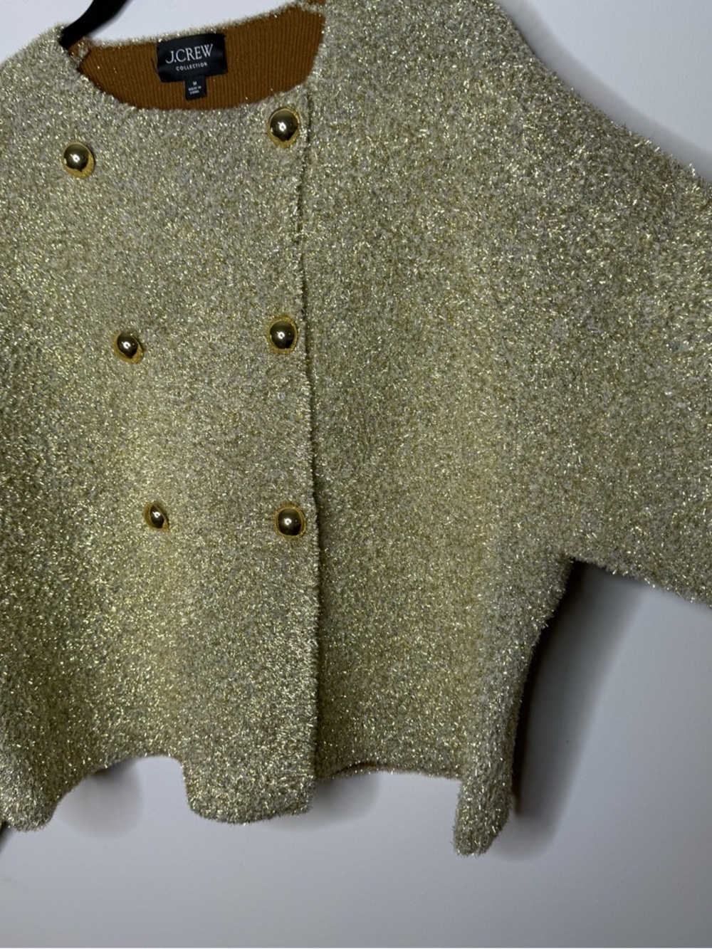 J.Crew Collection Women's Gold Metallic Double-Breasted Lady Jacket - Picture 5 of 11